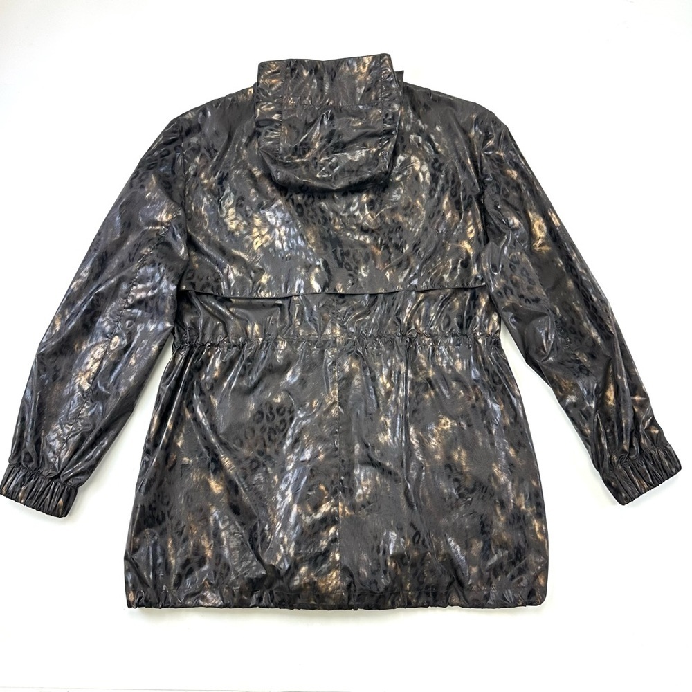 Nikki Jones cheetah hooded rain jacket Womens L-XL
Packable Travel brown bronze - Picture 13 of 14